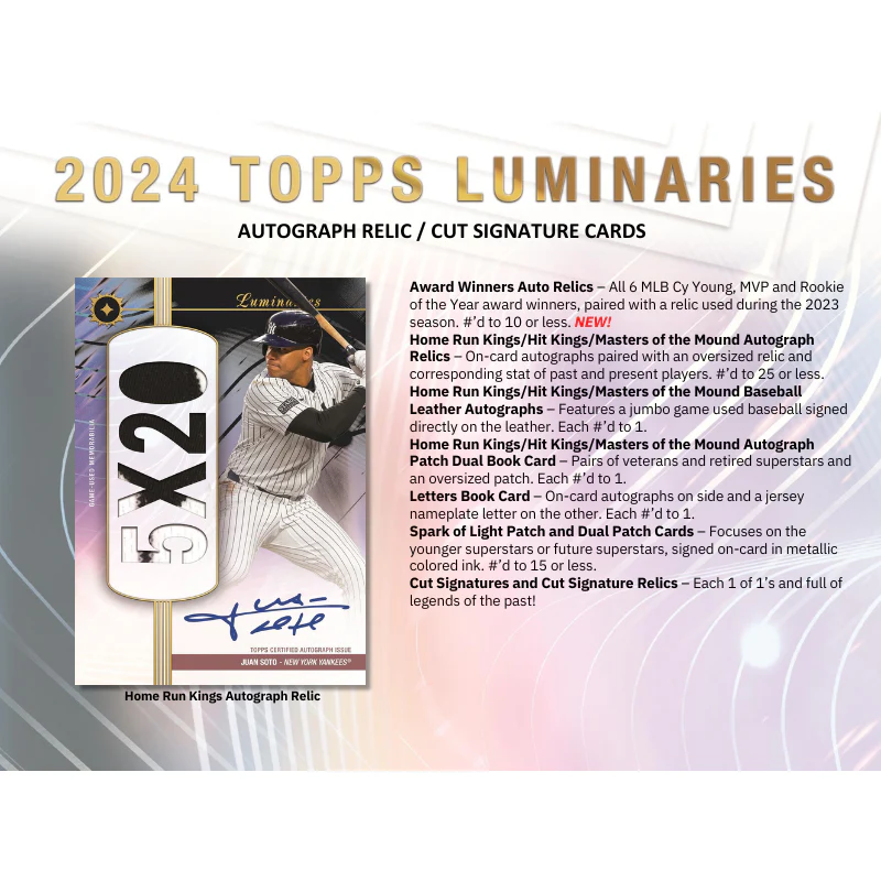 2024 Topps Luminaries Baseball Hobby 6Box 1Case