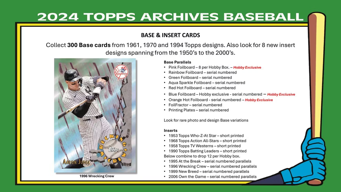 MLB 2024 TOPPS ARCHIVES BASEBALL HOBBY 10box case