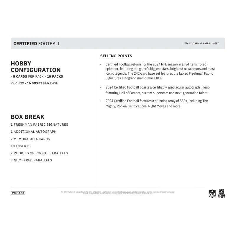 2024 Panini Certified Football Hobby Box