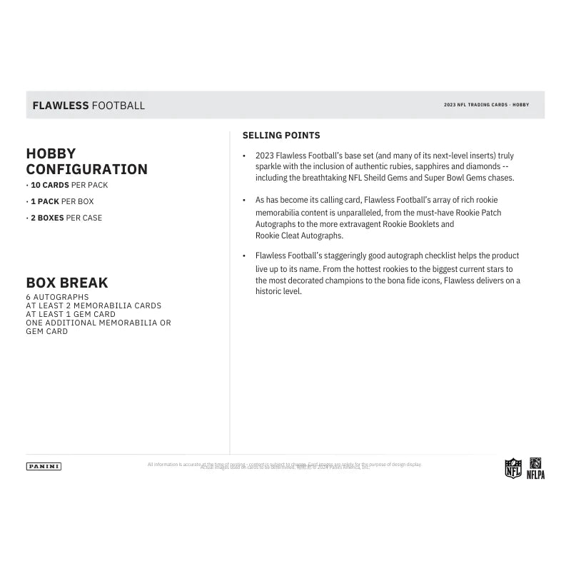 2023 Panini Flawless Football Hobby 2 Box Case