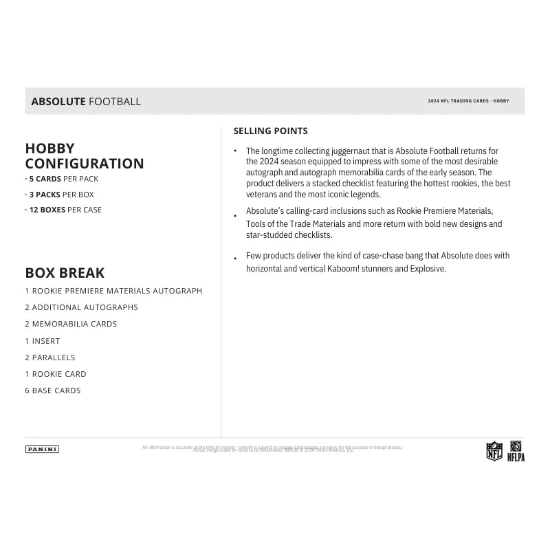 2024 Panini Absolute Football Hobby Box