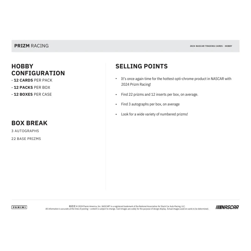 2024 Panini Prizm Racing Hobby Box
